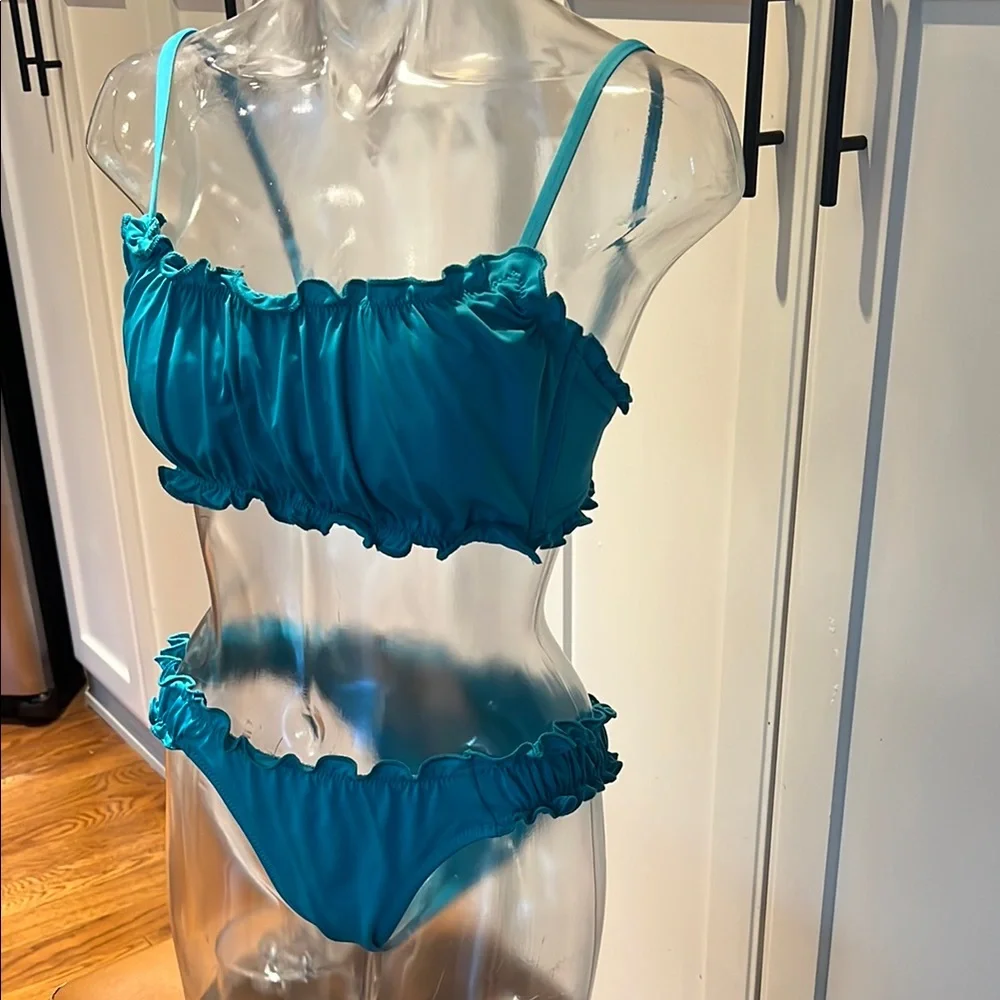 Teal Ruffled Bikini Set - Picture 4 of 10